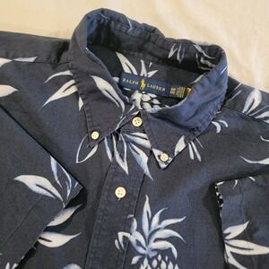 Polo Ralph Lauren Shirt Mens 1XB Blue Pineapple All Over Print AOP Short Sleeve
